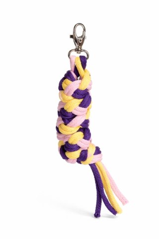 Uwiąz dla konia Hobby Horse pleciony ze sznurka - jasny róż/ ciemny fiolet/ żółty