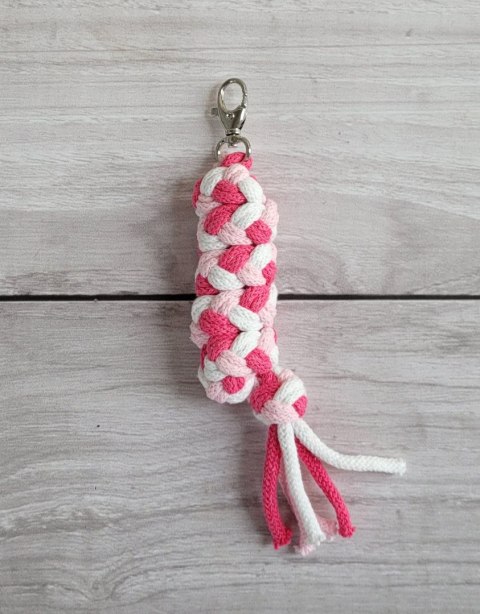 Uwiąz dla konia Hobby Horse pleciony ze sznurka - jasny róż/ ciemny róż/ biały