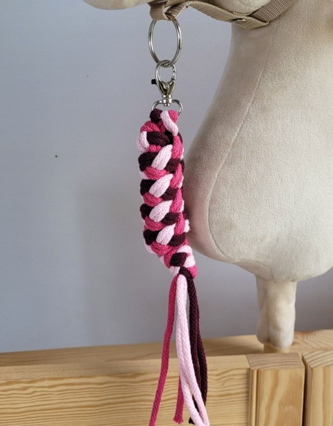 Uwiąz dla konia Hobby Horse pleciony ze sznurka - jasny róż/ ciemny róż/ bordo