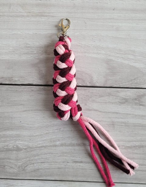 Uwiąz dla konia Hobby Horse pleciony ze sznurka - jasny róż/ ciemny róż/ bordo