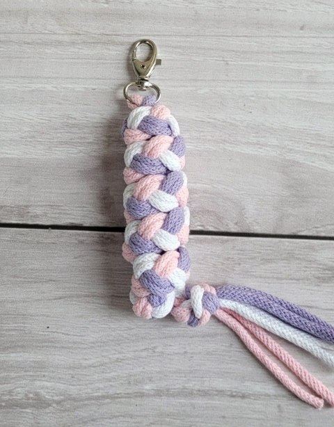 Uwiąz dla konia Hobby Horse pleciony ze sznurka - jasny róż/ fiolet/ biały