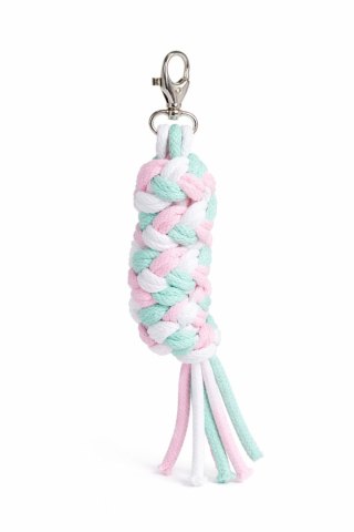 Uwiąz dla konia Hobby Horse pleciony ze sznurka - jasny róż/ mięta/ biały