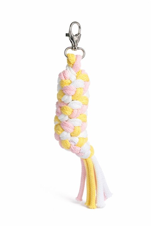 Uwiąz dla konia Hobby Horse pleciony ze sznurka - jasny róż/ żółty/ biały