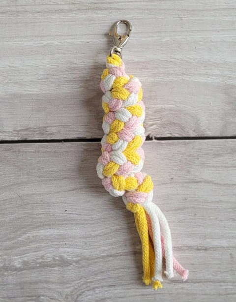 Uwiąz dla konia Hobby Horse pleciony ze sznurka - jasny róż/ żółty/ biały