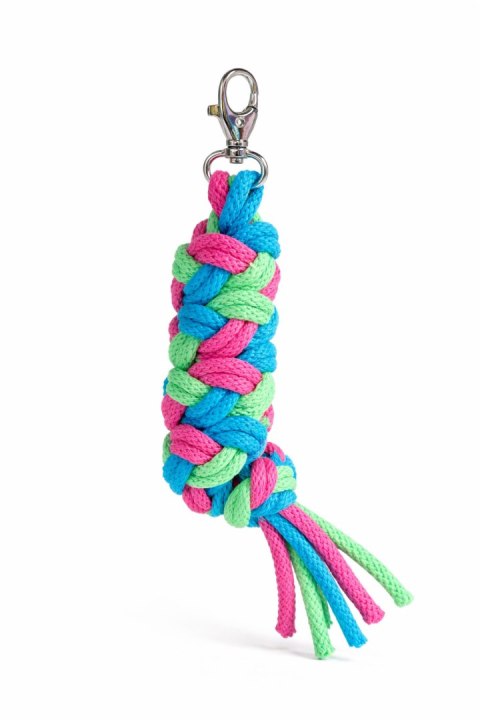 Uwiąz dla konia Hobby Horse pleciony ze sznurka - jasny zielony/ turkus/ ciemny róż