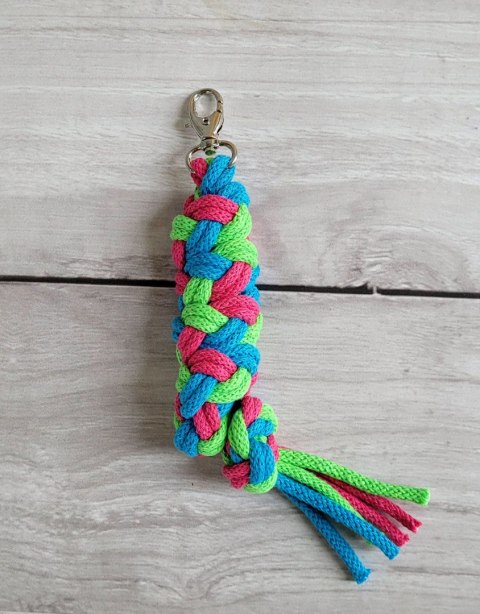 Uwiąz dla konia Hobby Horse pleciony ze sznurka - jasny zielony/ turkus/ ciemny róż