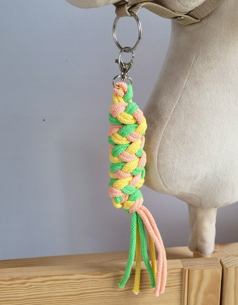 Uwiąz dla konia Hobby Horse pleciony ze sznurka - jasny zielony/ żółty/ brzoskwinia