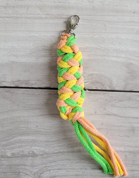 Uwiąz dla konia Hobby Horse pleciony ze sznurka - jasny zielony/ żółty/ brzoskwinia