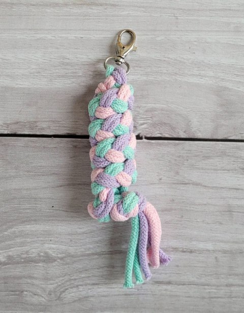 Uwiąz dla konia Hobby Horse pleciony ze sznurka - mięta/ fiolet/ jasny róż