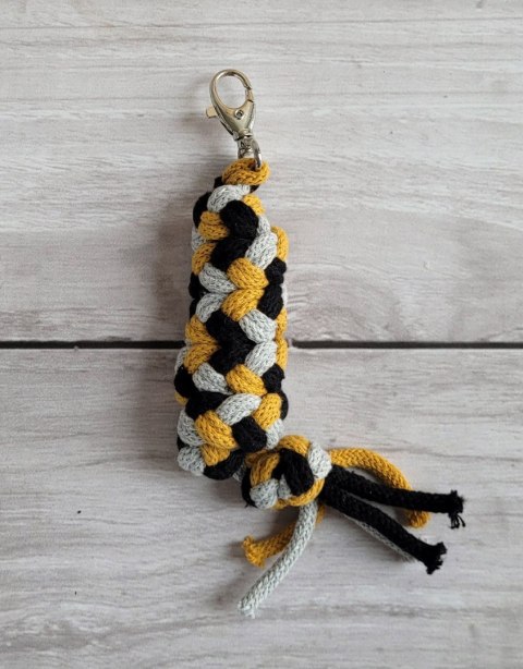 Uwiąz dla konia Hobby Horse pleciony ze sznurka - musztardowy/ szary/ czarny