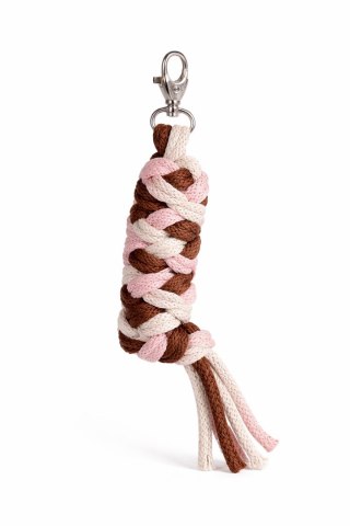 Uwiąz dla konia Hobby Horse pleciony ze sznurka - pastelowy róż/ brąz/ jasny beż