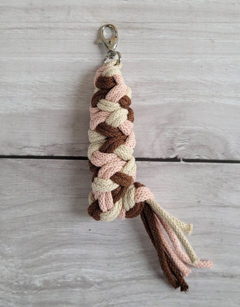 Uwiąz dla konia Hobby Horse pleciony ze sznurka - pastelowy róż/ brąz/ jasny beż