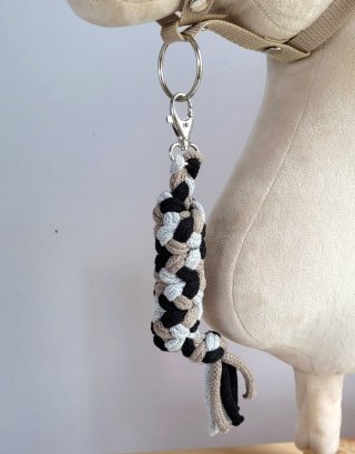 Uwiąz dla konia Hobby Horse pleciony ze sznurka - szary/ mocca/ czarny