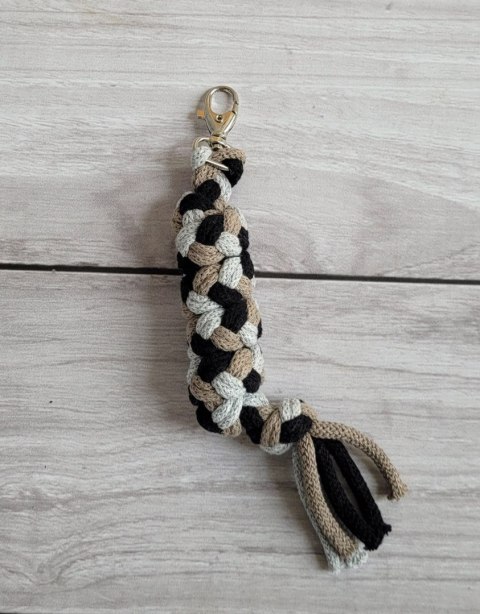 Uwiąz dla konia Hobby Horse pleciony ze sznurka - szary/ mocca/ czarny