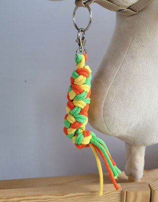 Uwiąz dla konia Hobby Horse pleciony ze sznurka - żółty/ jasny zielony/ pomarańczowy