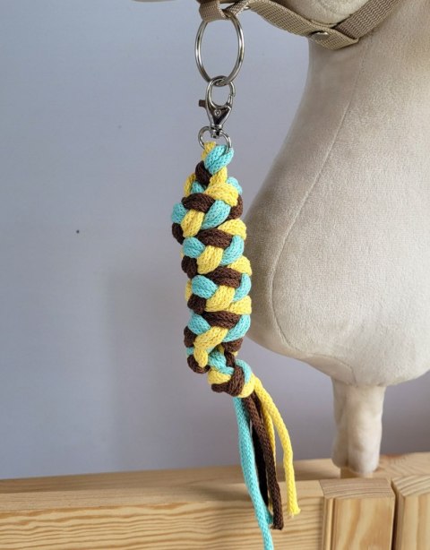 Uwiąz dla konia Hobby Horse pleciony ze sznurka - żółty/ mięta/ brąz