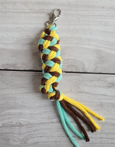 Uwiąz dla konia Hobby Horse pleciony ze sznurka - żółty/ mięta/ brąz