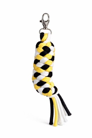 Uwiąz dla konia Hobby Horse pleciony ze sznurka - żółty/ śmietanka/ czarny