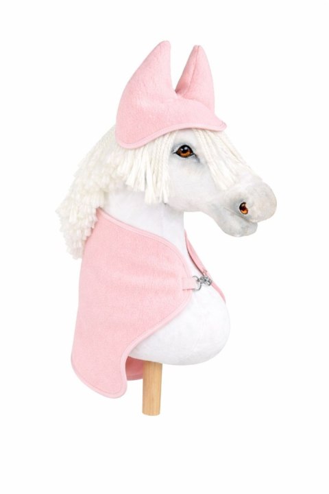 Zestaw dla Hobby Horse uniwersalny A4 i A5: polarowa derka + nauszniki - pudrowy róż