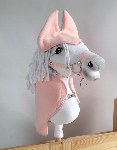 Zestaw dla Hobby Horse uniwersalny A4 i A5: polarowa derka + nauszniki - pudrowy róż