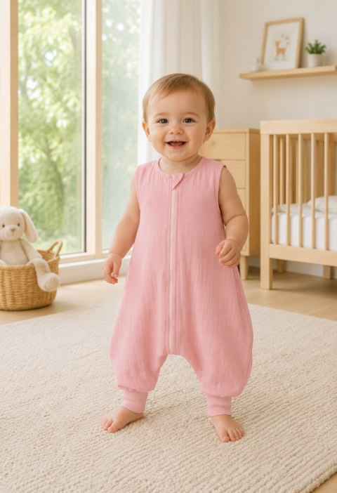 Muślinowy śpiworek dla dzieci z nogawkami XL 2-4 lata letni TOG 1.0 - pastel pink