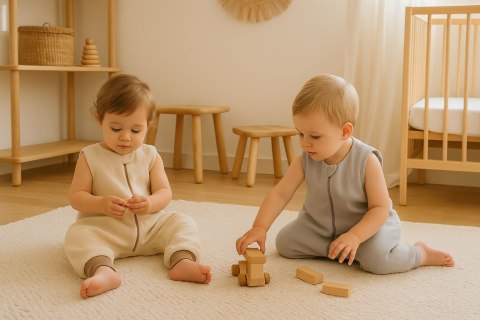Muślinowy śpiworek dla dzieci z nogawkami L 9-24 mcy letni TOG 1.0 - cream