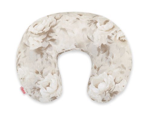 Poduszka rogal do karmienia fasolka + zdejmowana poszewka - Peonies beige