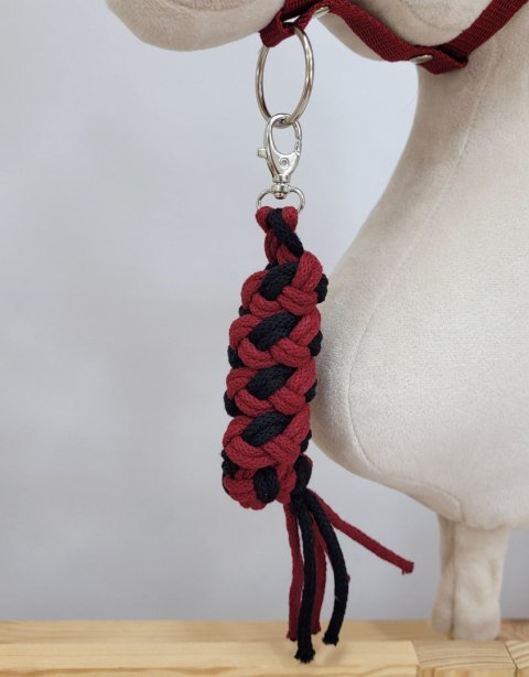 Uwiąz dla konia Hobby Horse pleciony ze sznurka - czarno- bordowy