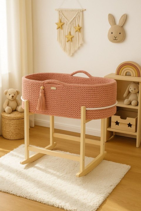 Kosz Mojżesza BOHO Handmade z kołyską - blush
