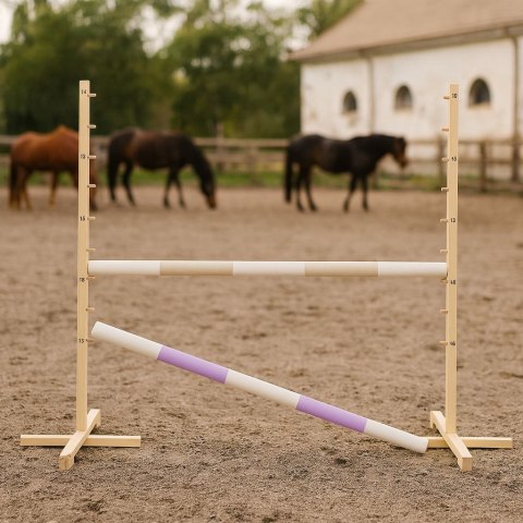 Przeszkoda skokowa do Hobby Horse 120cm, dwie belki - beżowa i jasny fiolet