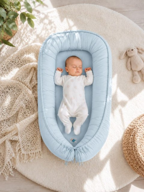 Kokon niemowlęcy dwustronny kojec otulacz Premium MY SWEET BABY- niebieski