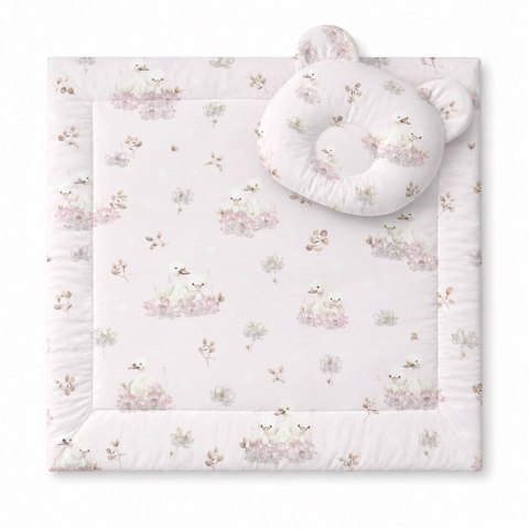 Kołderka z wypełnieniem i poduszka profilowana Miś - zestaw 2cz. - Little Swans