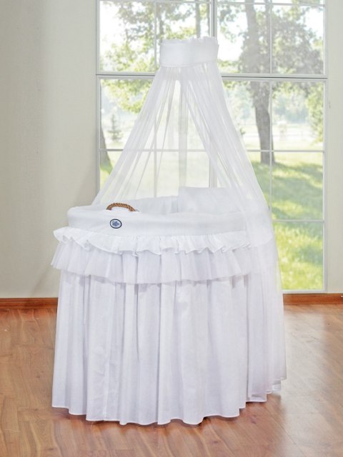 Kosz Mojżesza wiklinowy z baldachimem- Little Princess biały