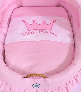 Kosz Mojżesza wiklinowy ze składaną budką - Little Princess różowy