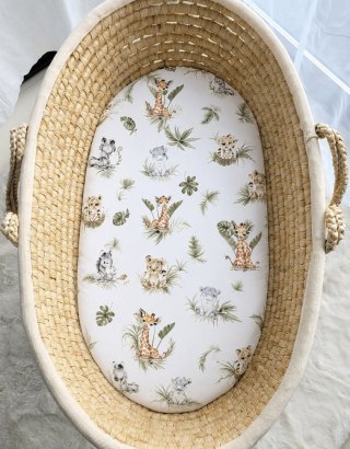 Prześcieradło bawełniane do kosza Mojżesza Boho wózka gondoli 75x35 cm - Little Safari