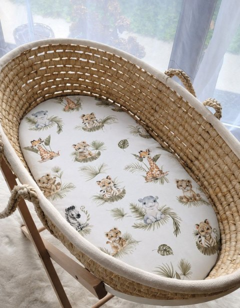 Prześcieradło bawełniane do kosza Mojżesza Boho wózka gondoli 75x35 cm - Little Safari