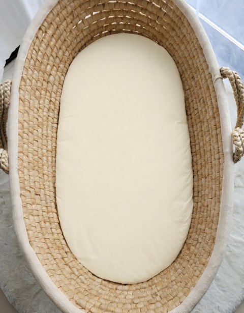 Prześcieradło bawełniane do kosza Mojżesza Boho wózka gondoli 75x35 cm - kremowe