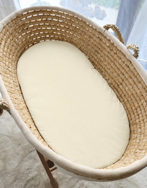 Prześcieradło bawełniane do kosza Mojżesza Boho wózka gondoli 75x35 cm - kremowe