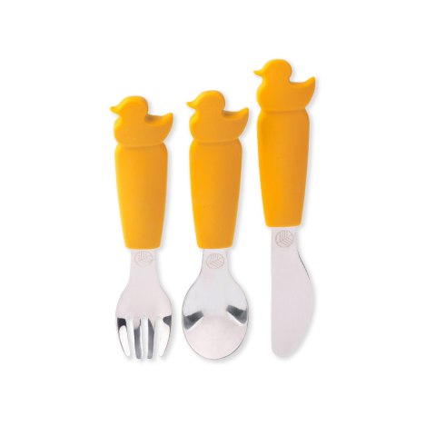 ECORASCALS Zestaw sztućców kaczuszka MUSTARD