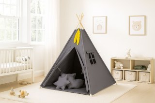 Namiot Tipi dla dzieci + zawieszki pióra - antracyt
