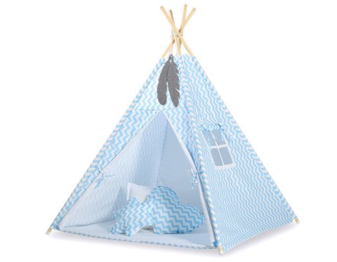 Dwustronna mata do tipi z wypełnieniem - Chevron niebieski