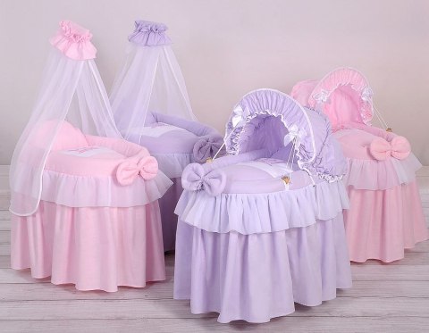 Wózek dla lalek Kosz Mojżesza dla lalek z baldachimem LITTLE PRINCESS fioletowy