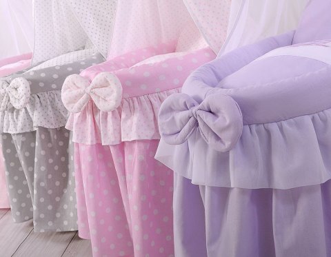Wózek dla lalek Kosz Mojżesza dla lalek z baldachimem LITTLE PRINCESS fioletowy