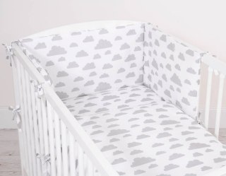 Pościel dla dzieci 2-częściowa bawełniana 120x90 cm - chmurki szare