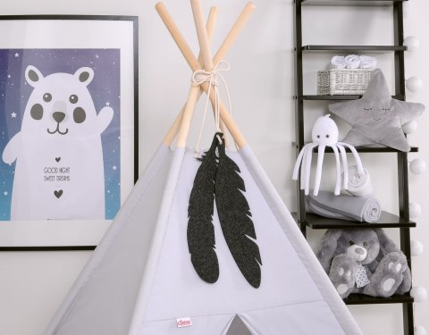 Zawieszka do namiotu tipi - dekoracyjne duże pióra z filcu 2szt. - antracyt
